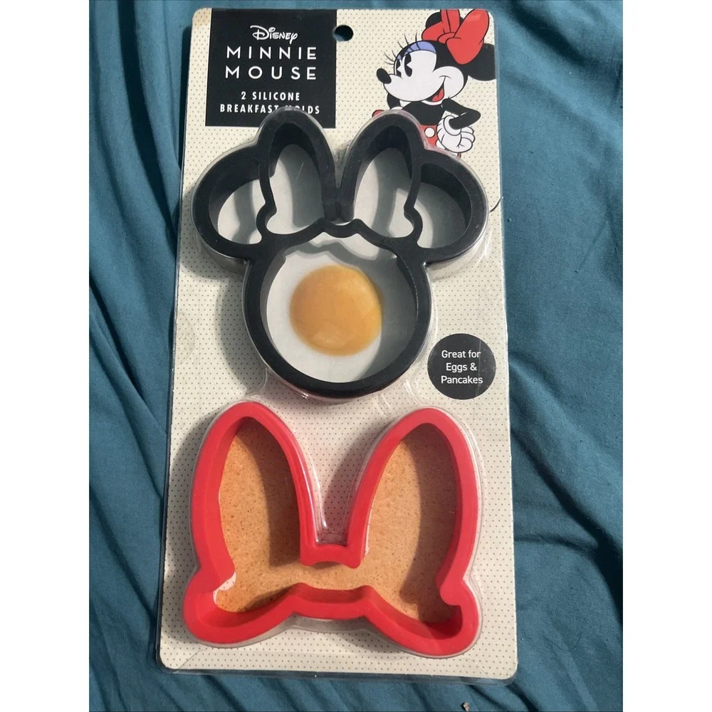 Disney 2021 Minnie‎ Mouse 2pc Silicone Breakfast Mold Rings for Eggs Pancakes